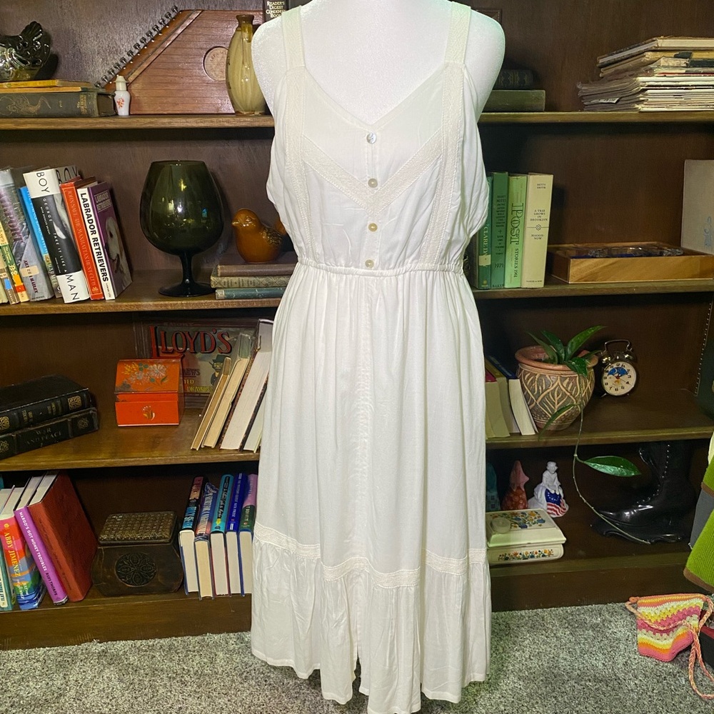 NWT White Smocked Midi Sundress